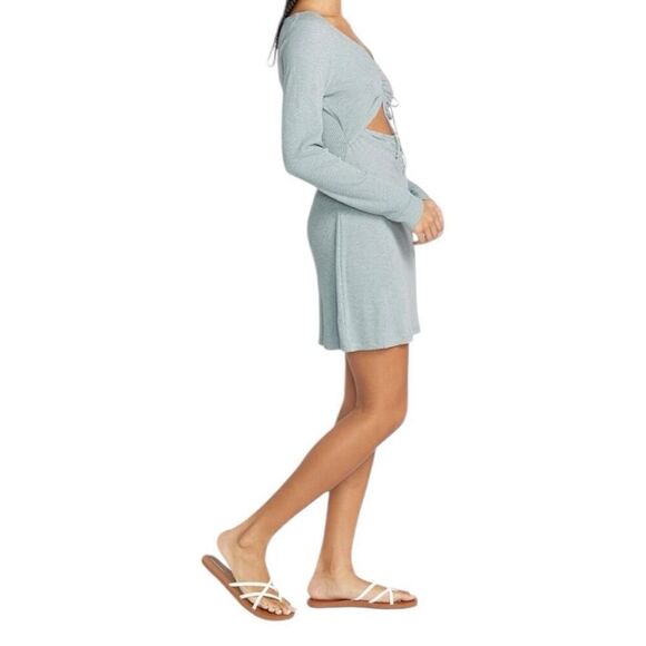Volcom Go Off Girl Cutout Long Sleeve Dress Size XS Smokey Blue - Picture 5 of 6